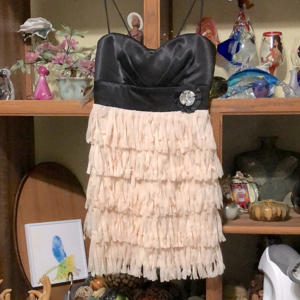 As U Wish Ladies Fringe Cocktail Dress - Picture 1 of 14
